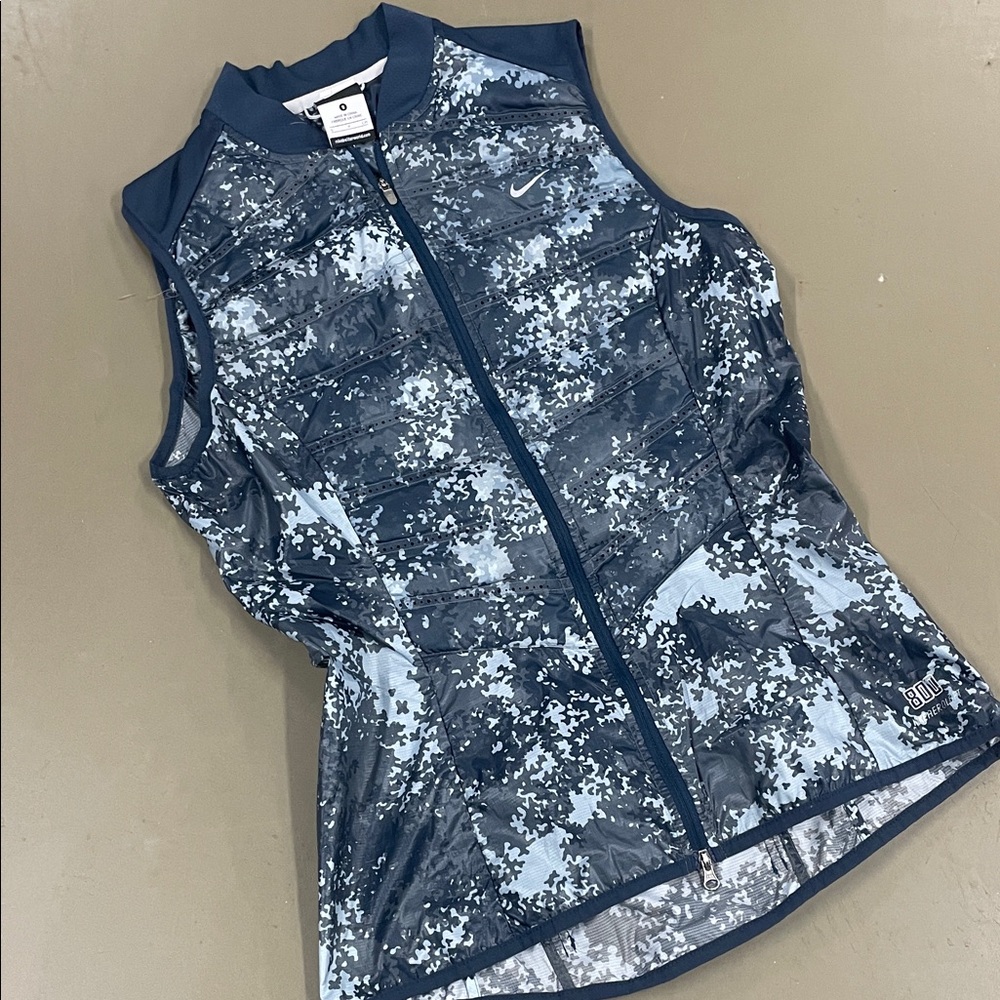 Nike Women's Blue and Gray Patterned run vest